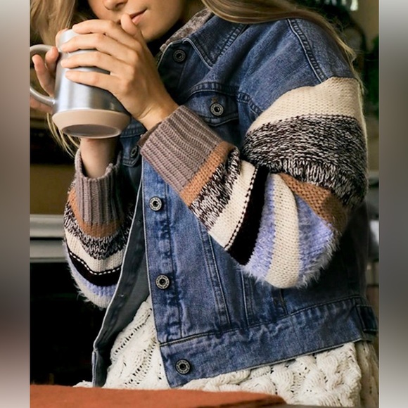 Umgee Jackets & Blazers - Umgee DenimSweater Sleeve Jacket